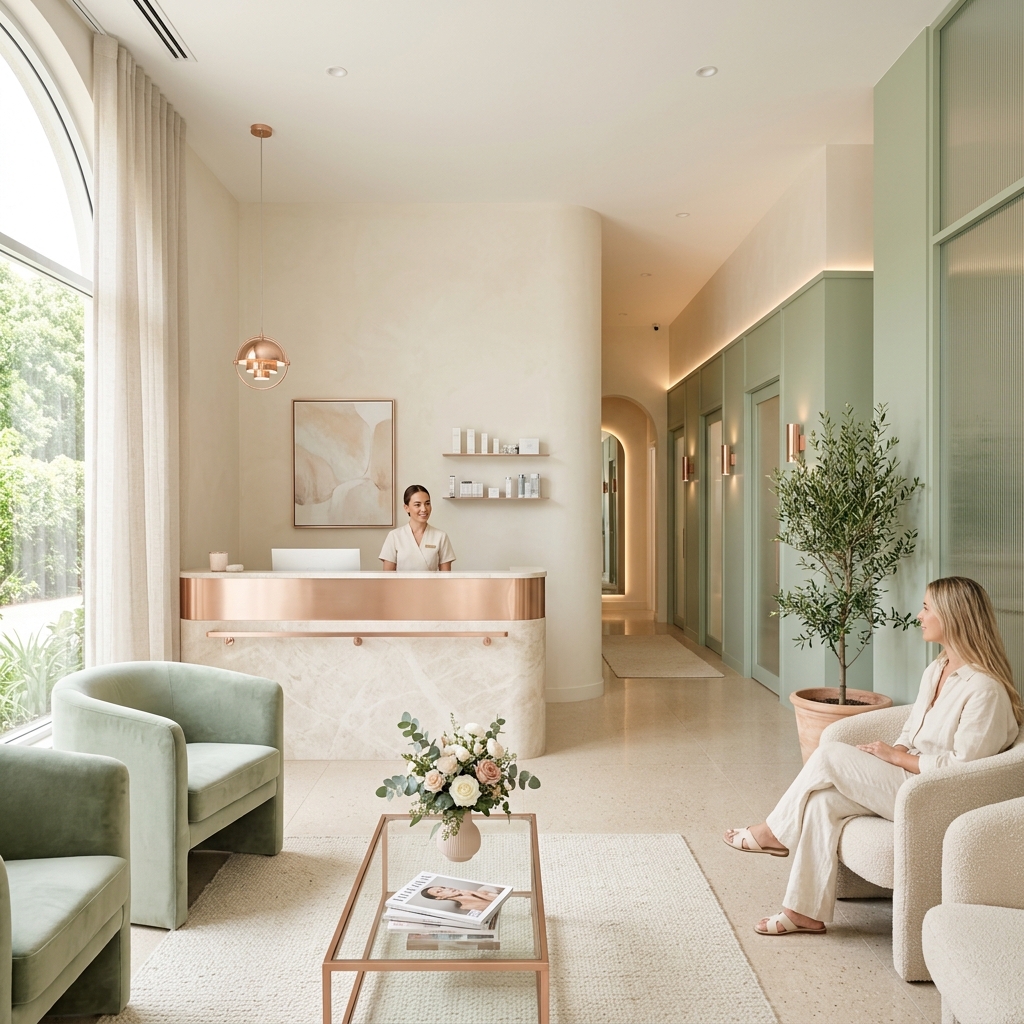 Ambiente sereno da clínica de estética